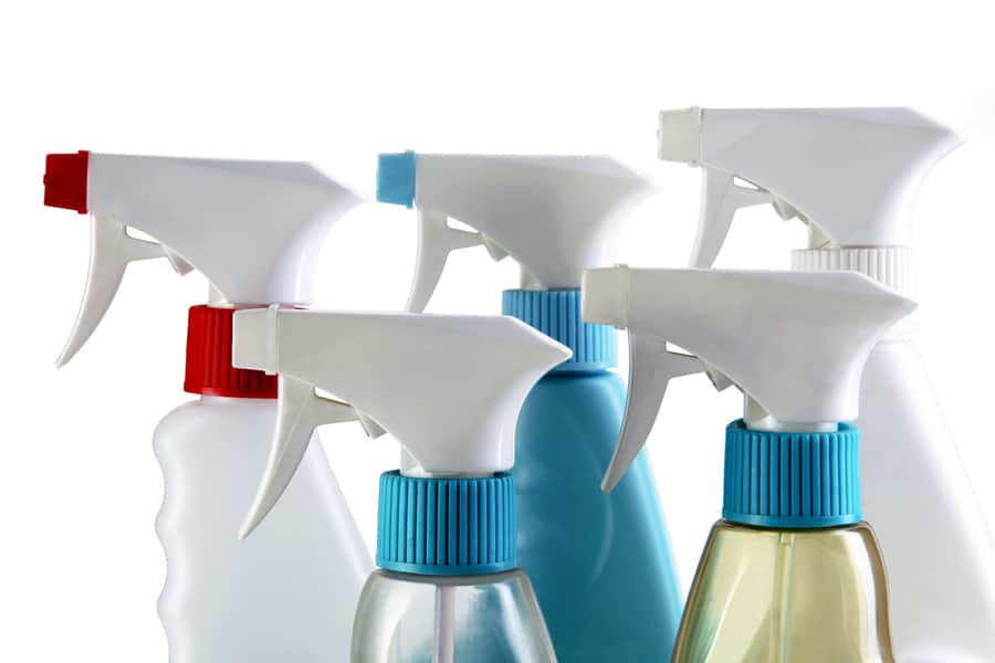 Cleaning Spray Bottles Isolated On A White Background