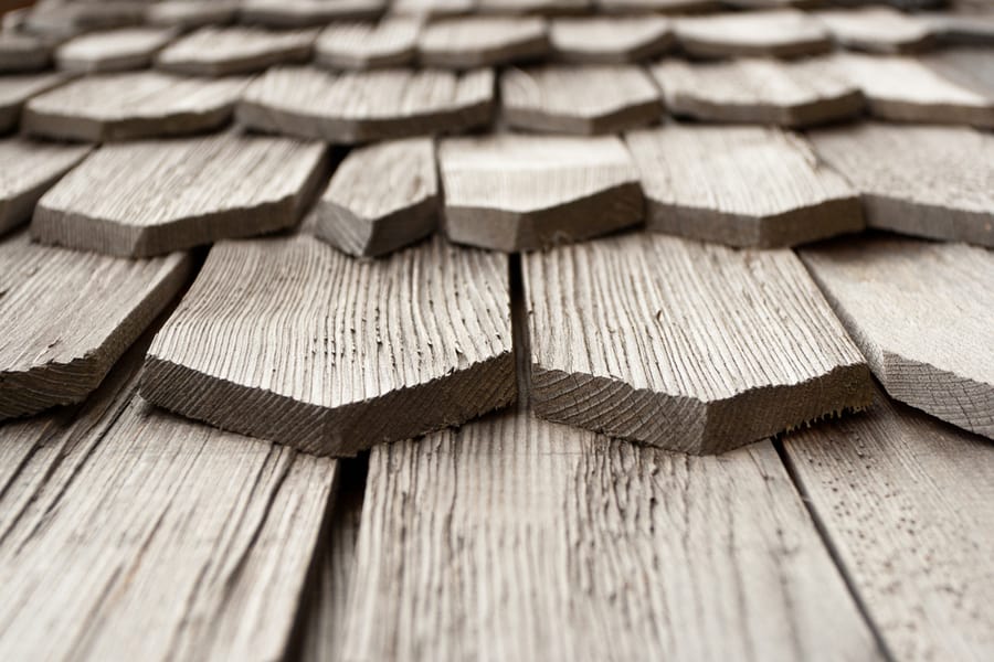 Detail Of Protective Wooden Shingle On The Roof