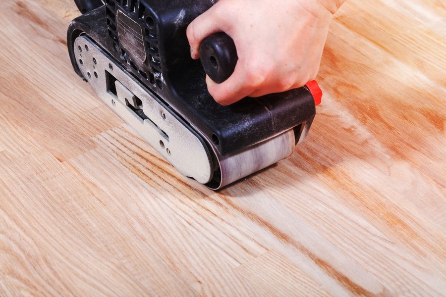 Finishing Plywood Surface By Hand-Held Belt Sander