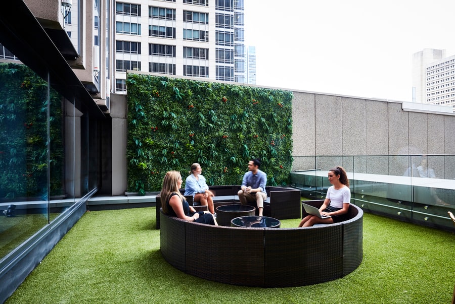 Modern Rooftop Terrace Grass