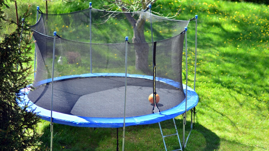 Outdoor Trampoline With Safety Net With Zipper Entrance.