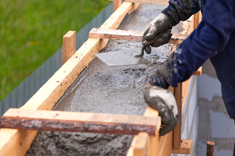 Worker Levels Concrete Form Work