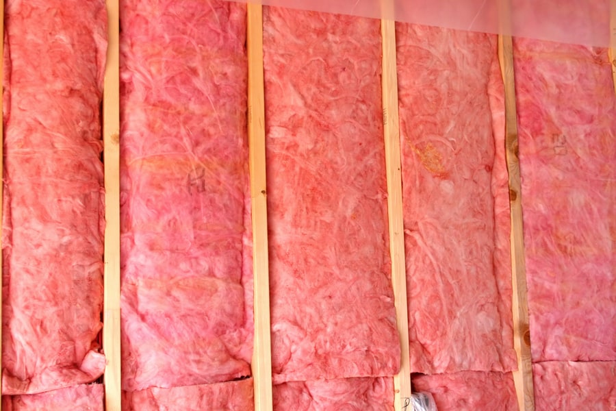 Bats Of Pink Fiberglass Insulation Used In Home