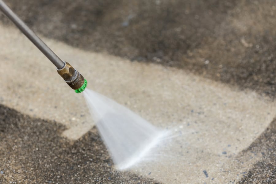 Cleaning Concrete Block With High Pressure Water Jet