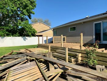 Deconstructing Backyard Deck Removing Flooring