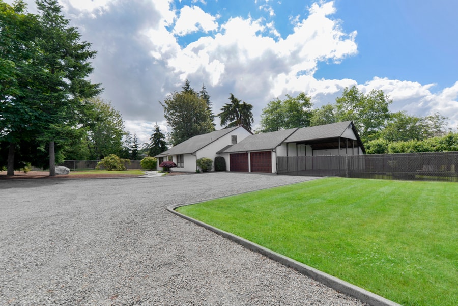 Gravel Driveway With A Cement Border