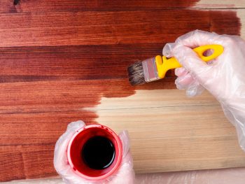 Hand Use Brush Paint On Plywood