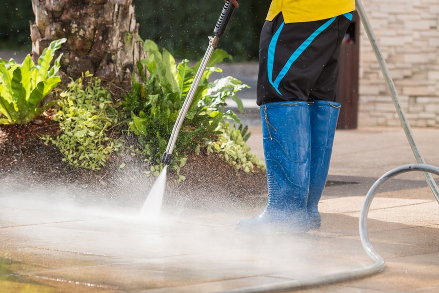 Outdoor Floor Cleaning With High Pressure Water Jet