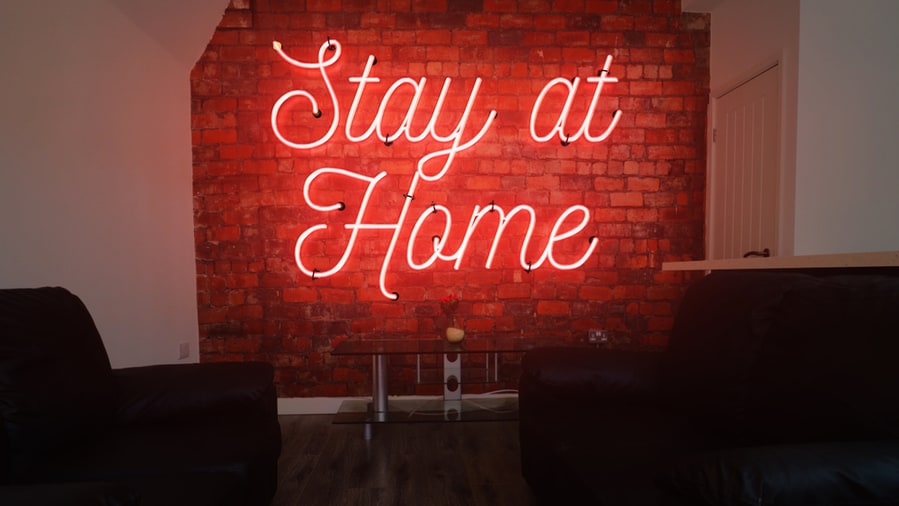 &Quot;Stay At Home&Quot; Wall-Mounted Neon Sign