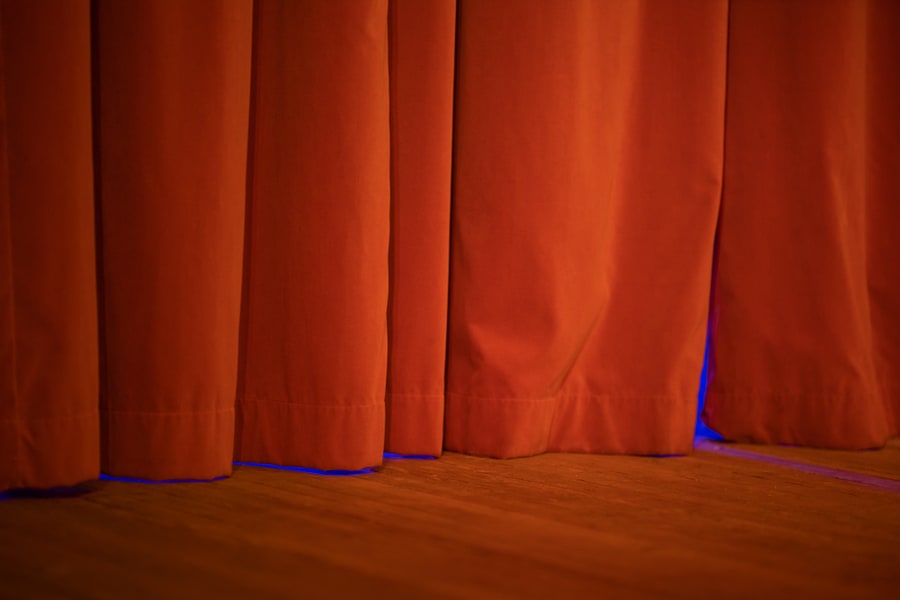 Theatrical Orange Brown Velvet Curtain And Scene.