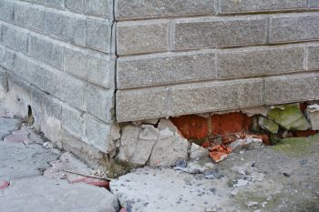 Damaged Foundation House Wall Due To Water