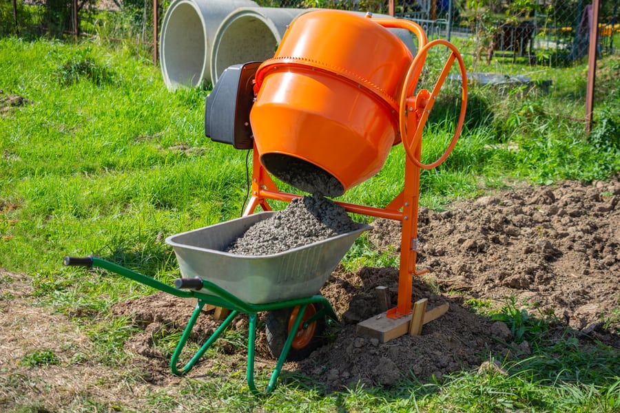 Mixing Concrete In A Cart