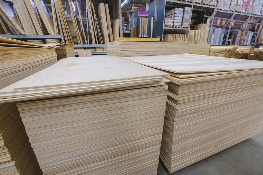 Piles Of Plywood In Different Sizes Carefully Stored