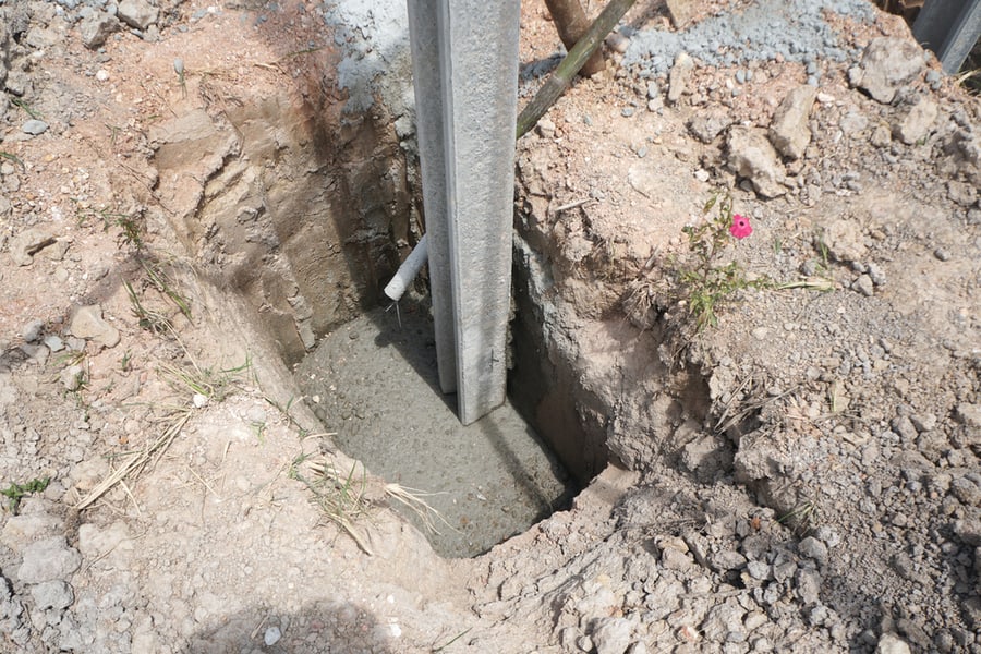 Post Brace In The Hole With Concrete