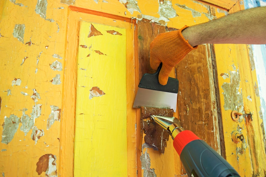 Process Of Cleaning Door From Paint Debris