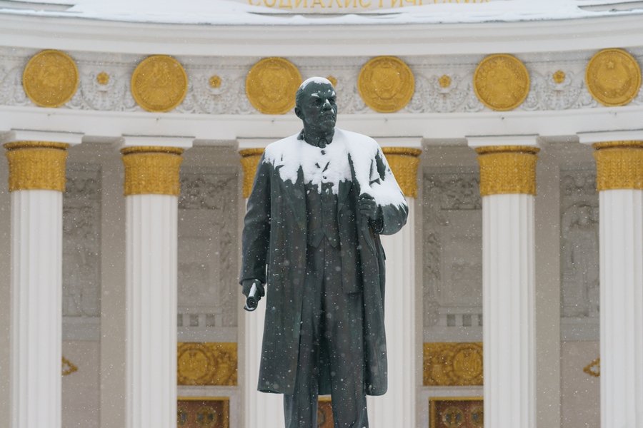 The Statue Is Covered By Snow