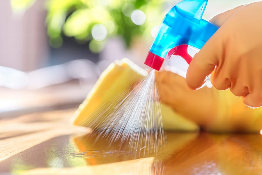 Cleaning With Spray Detergent