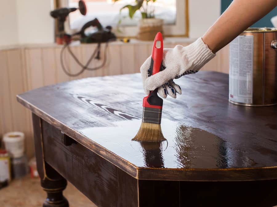 Covering Varnish Of Old Wooden Table
