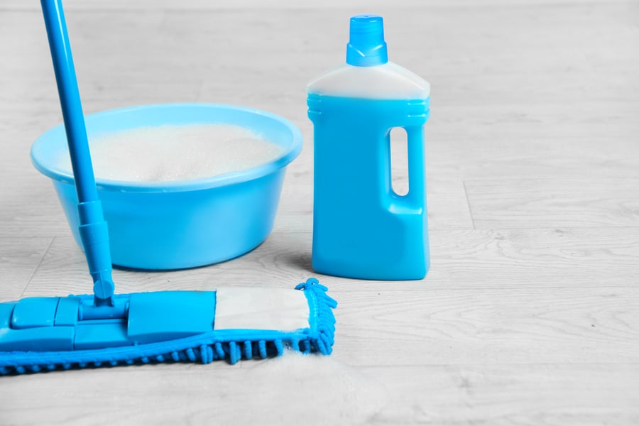 Mopping, Blue Wet Microfiber Mop With Detergent